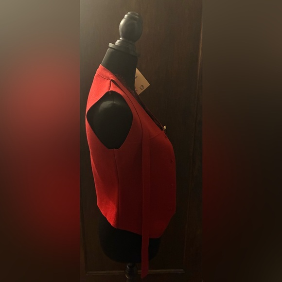 NWT Miu Miu Red Button Down Vest Lace Trim with Tie Sash Size S - Picture 7 of 14